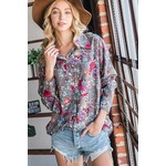 Bucketlist Floral Print Button Down w/ Pocket