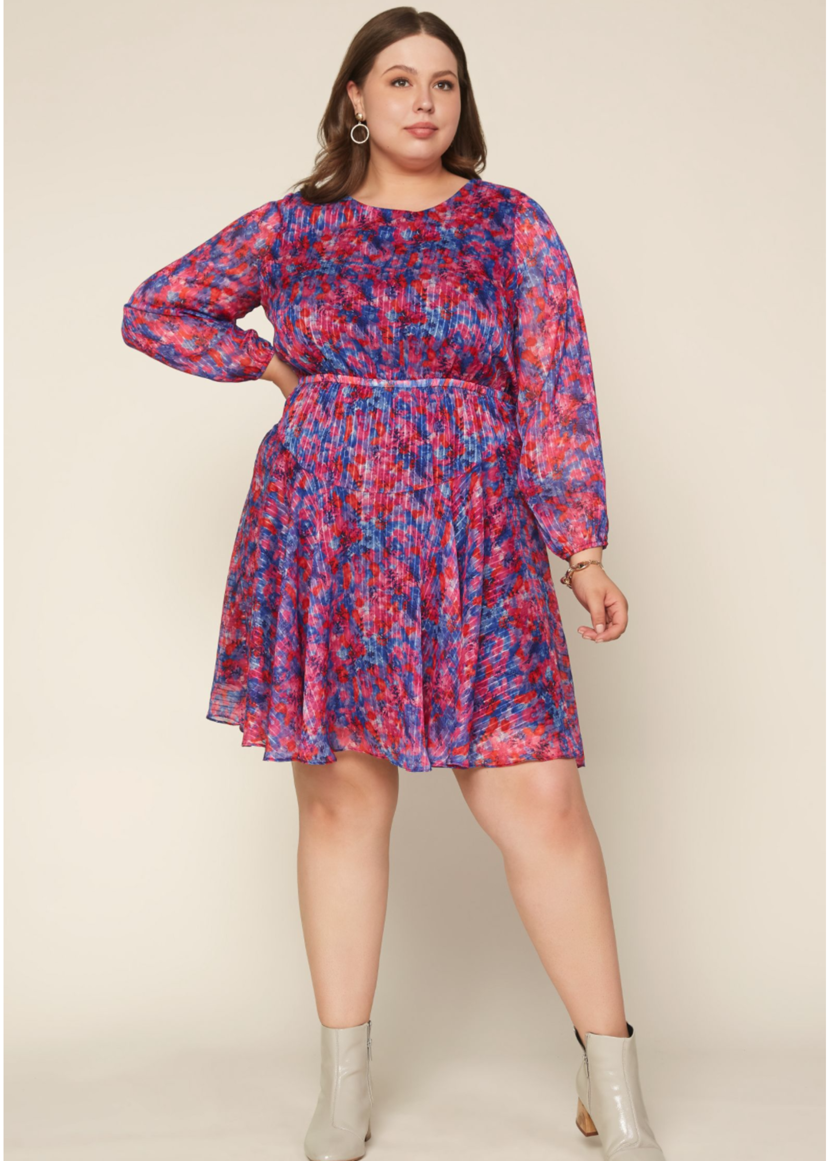 Skies are Blue Floral Printed Ruffled Dress