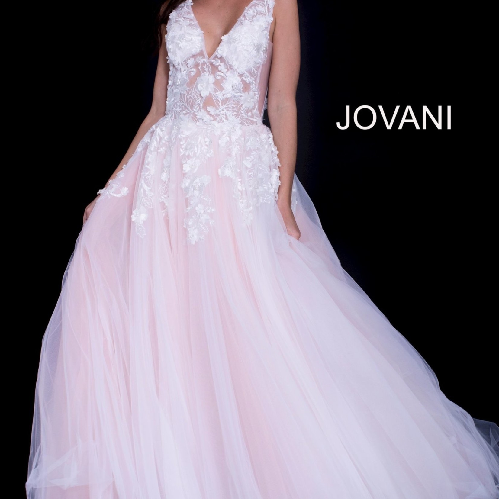 Jovani 55634A Multi Layer Flowered Ball Gown