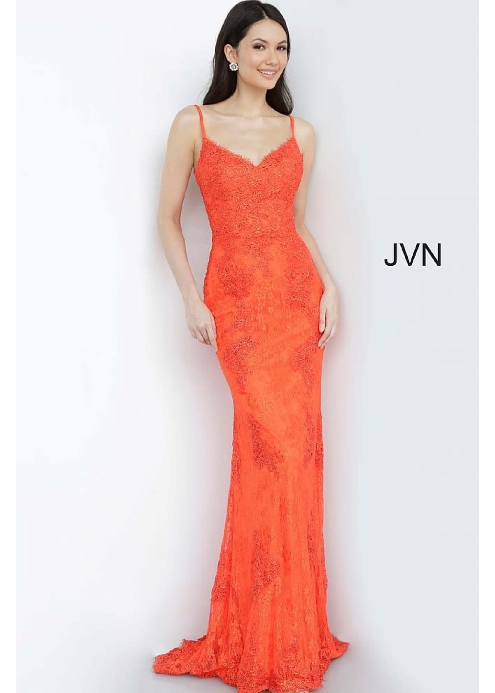 Jovani JVN02013A Lace w/Beads Fitted Gown
