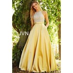 Jovani JVN49432A Mustard Skirt Crystal Beaded Gown