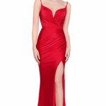 Colors 2032 Satin Lycra Ruched Gown