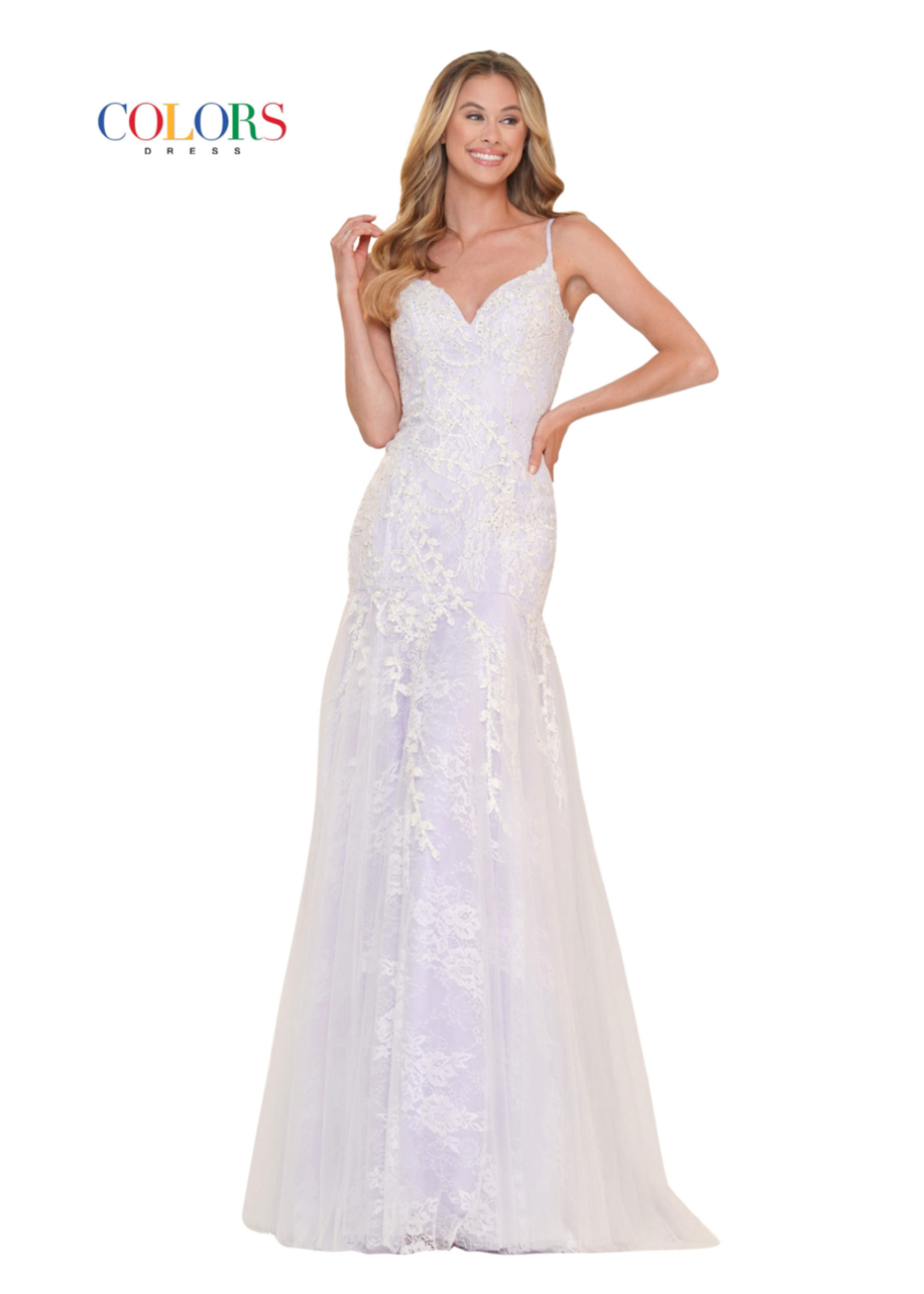 Colors Colors G1065 All Over Lace Trumpet Gown
