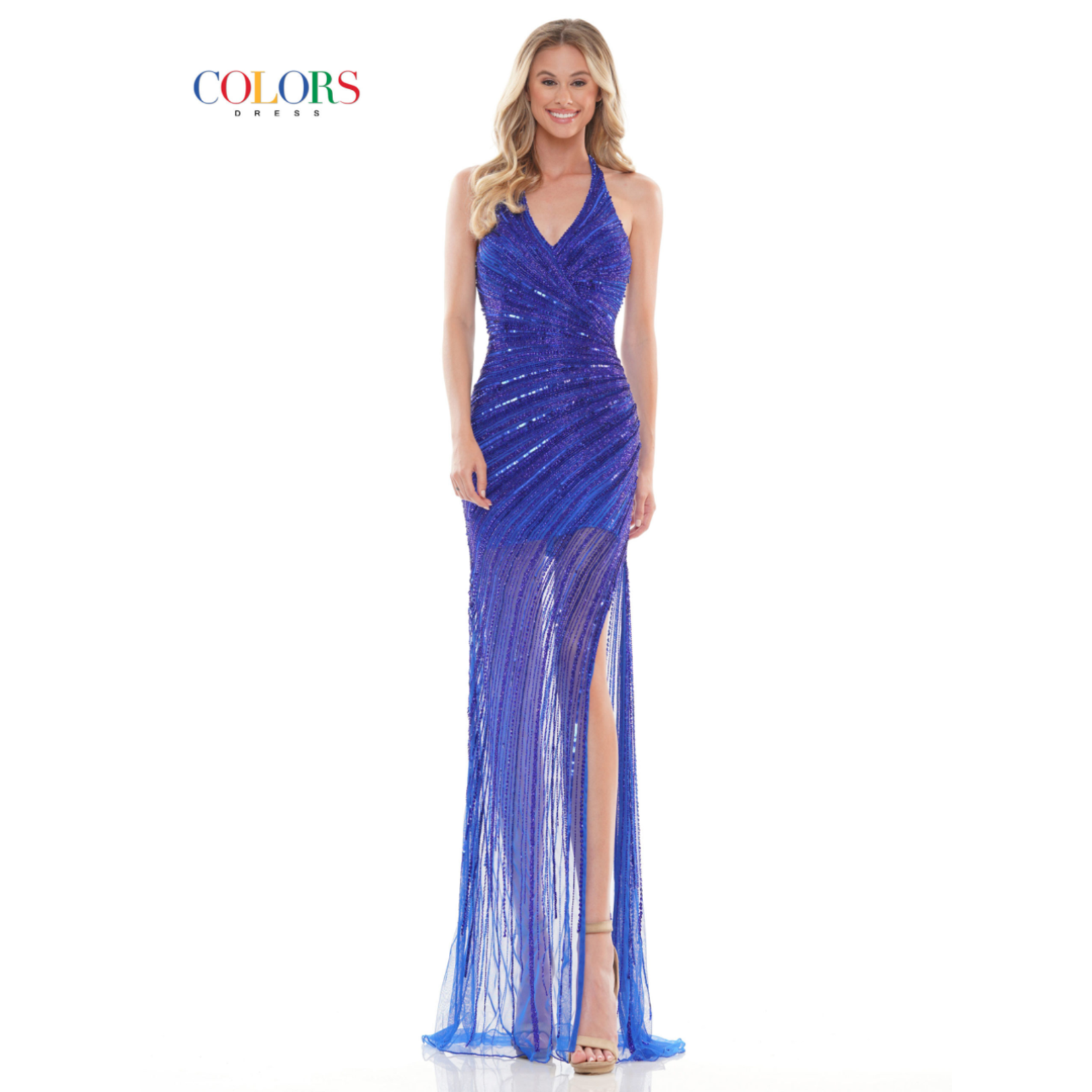 Colors Colors K125 All Over Sequin Halter Gown
