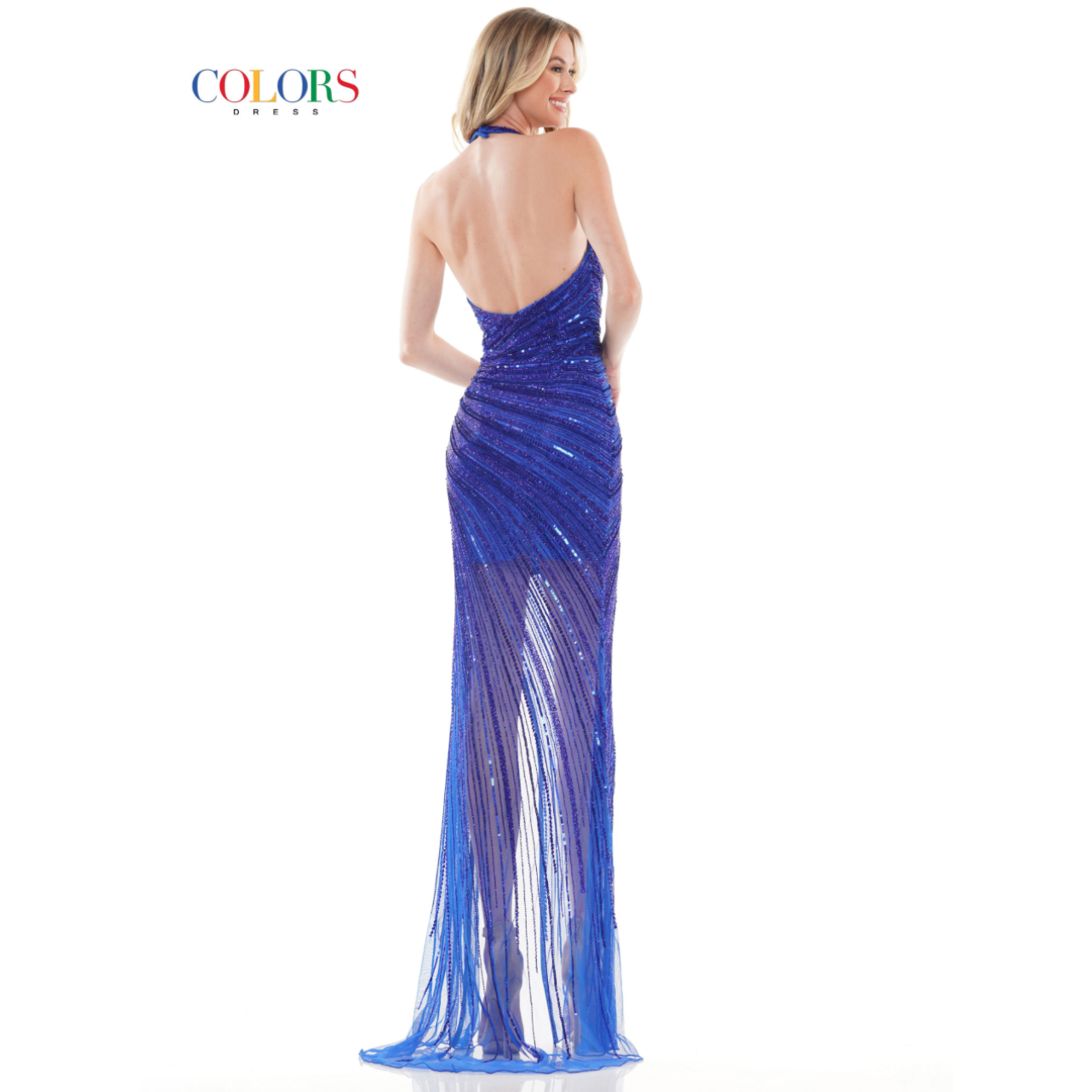 Colors Colors K125 All Over Sequin Halter Gown