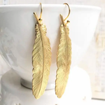 Red Truck Designs Gold Feather Earrings Bohemian Feather Charm Earrings