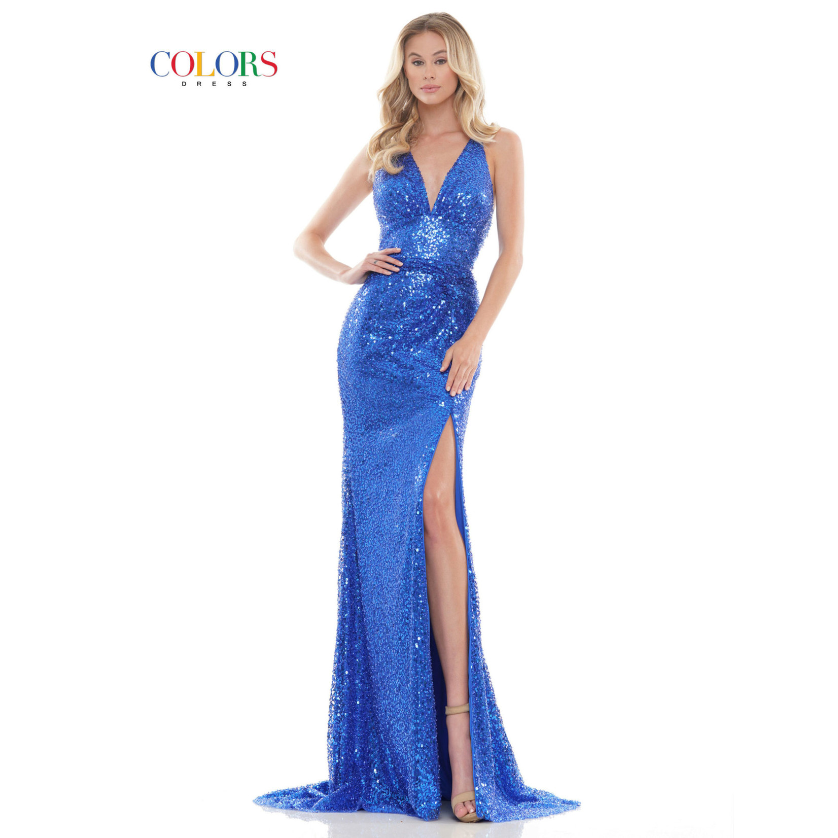 Colors Colors 2702 Strappy Back Sequin Gown