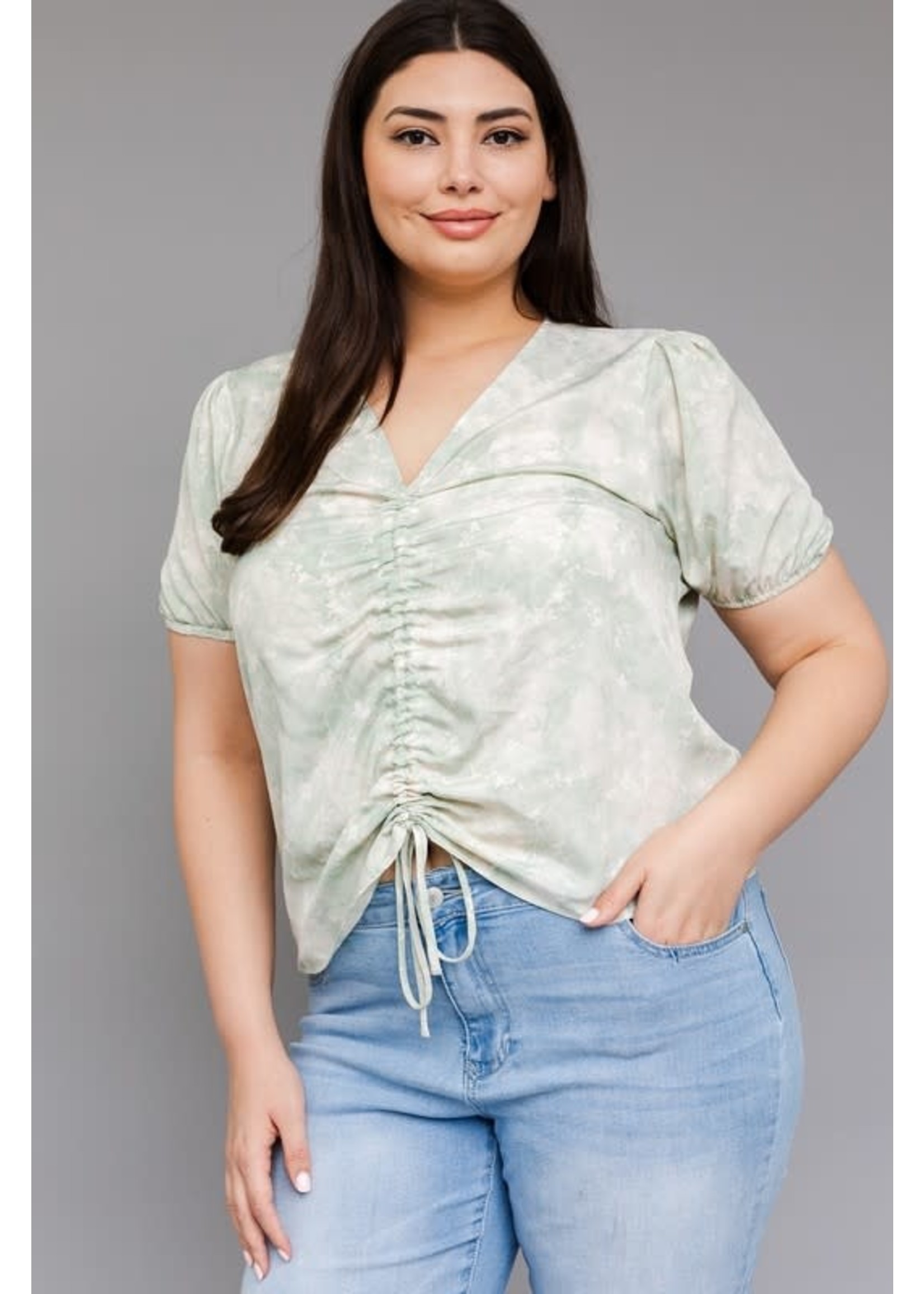 Gilli Center Ruched Ditsy Print Top
