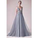 A&L A0672 Ophelia Bead Strap Tulle Gown