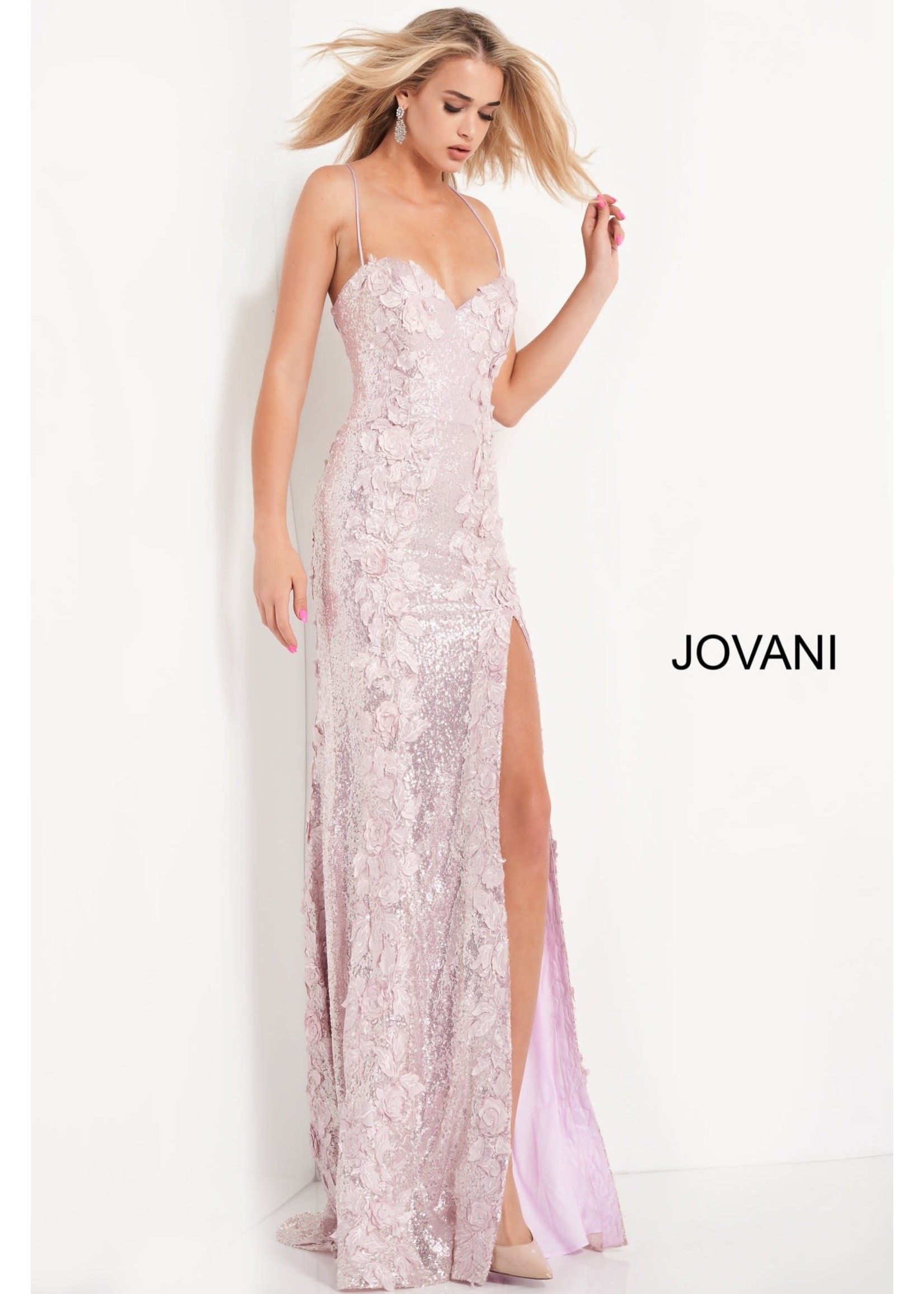 Jovani 06109A Floral Sequin Lace Back Gown