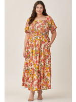 Bae Vely Smocked Bodice Floral Print Dress