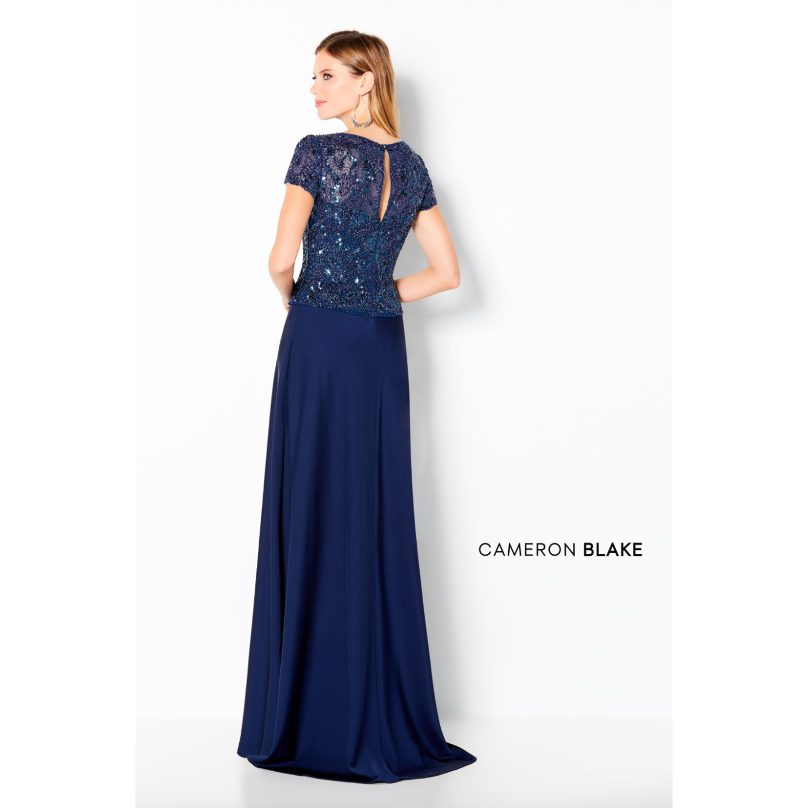Mon Cheri 220650W Lace Beaded Bodice Gown