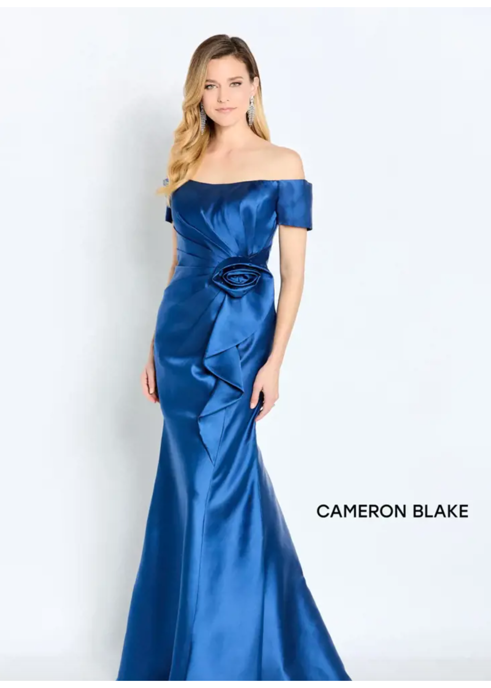 Cameron Blake Mon Cheri 221693W Off Shoulder Mikado A-Line Gown