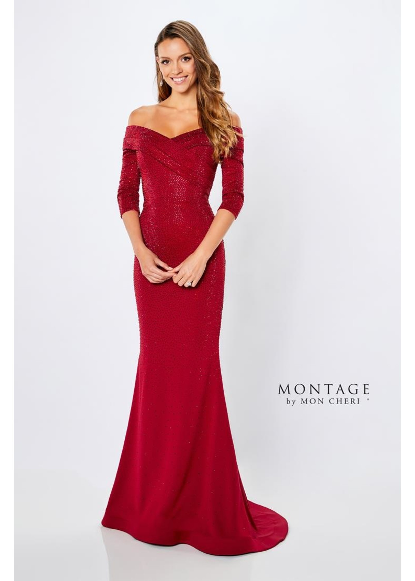 Montage Mon Cheri 221970 3/4 Sleeve Fit & Flare Gown