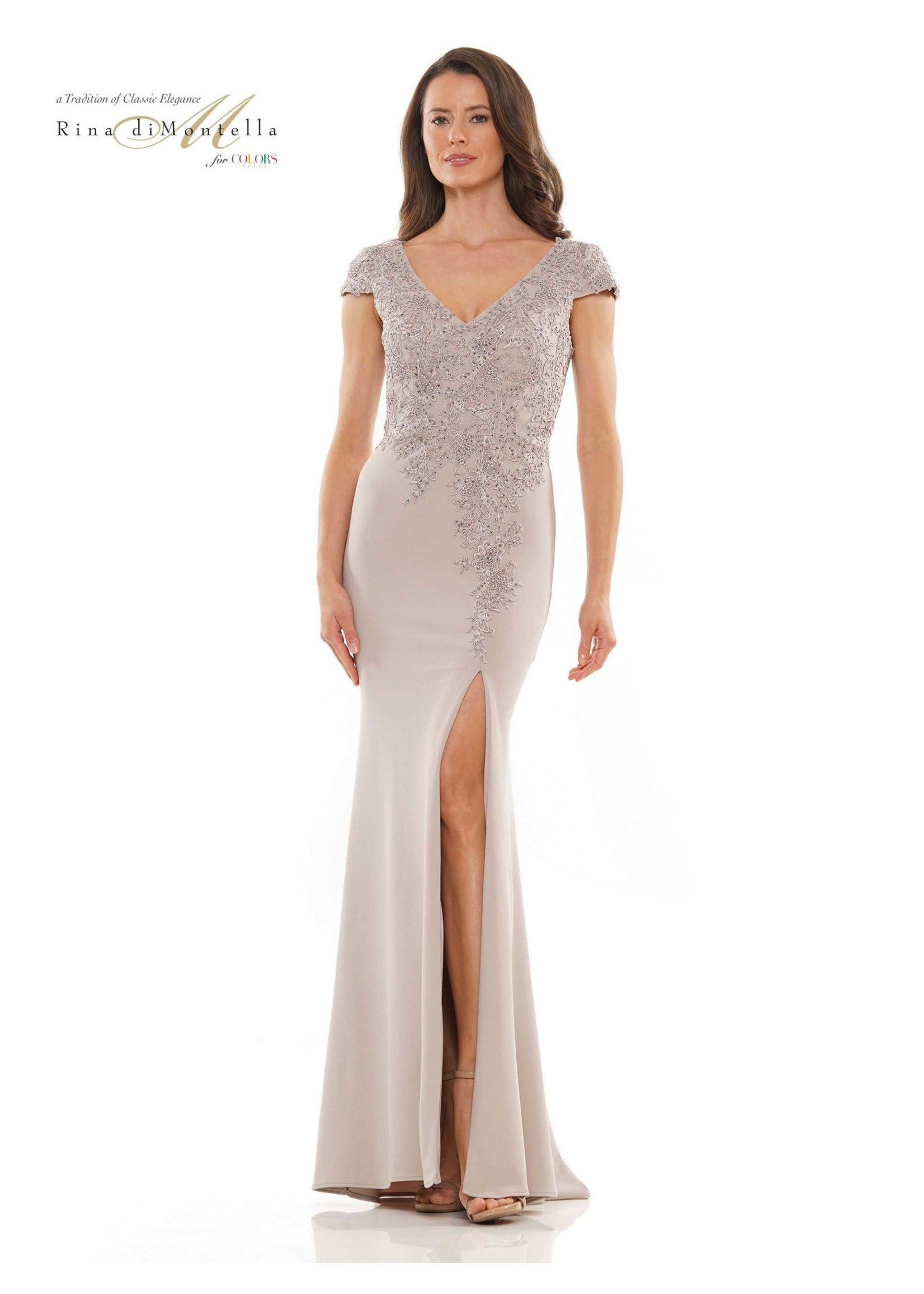 Rina di Montella Colors RD2763 Embroidered Cap Sleeve Gown