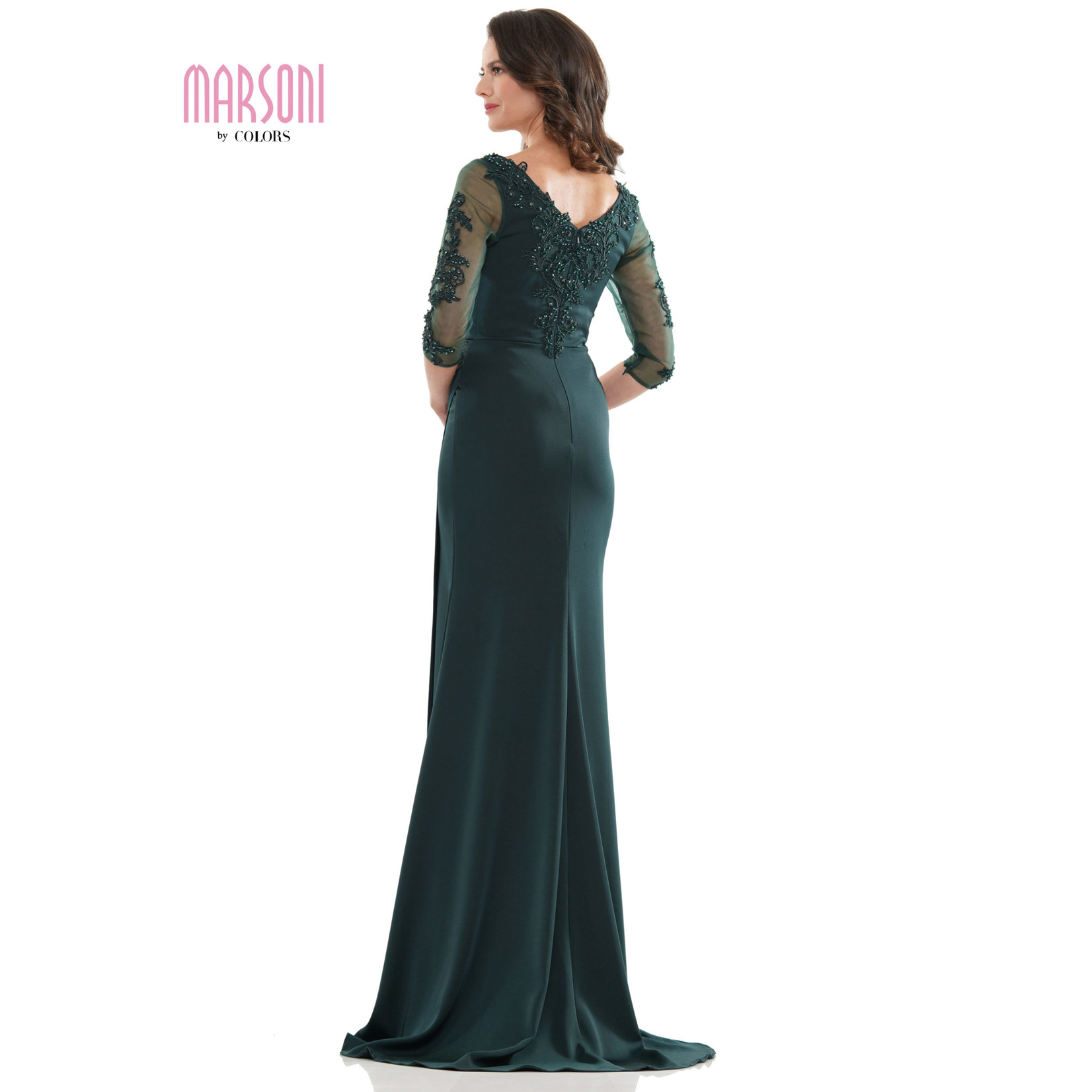 Colors MV1146 Beaded Sleeve Fit & Flare Gown