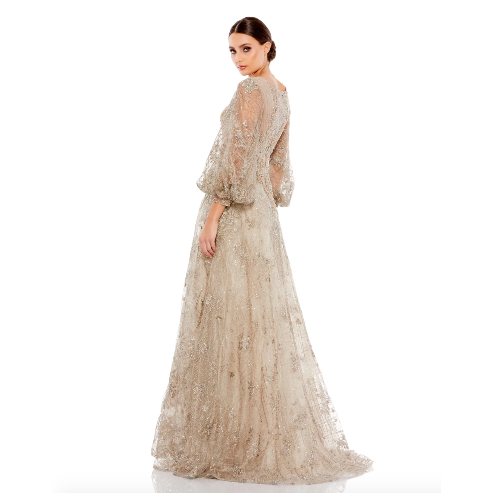 MacD 20283 Embellished Puff Sleeve Gown