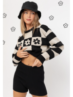 Le Lis Checkered Crop Sweater