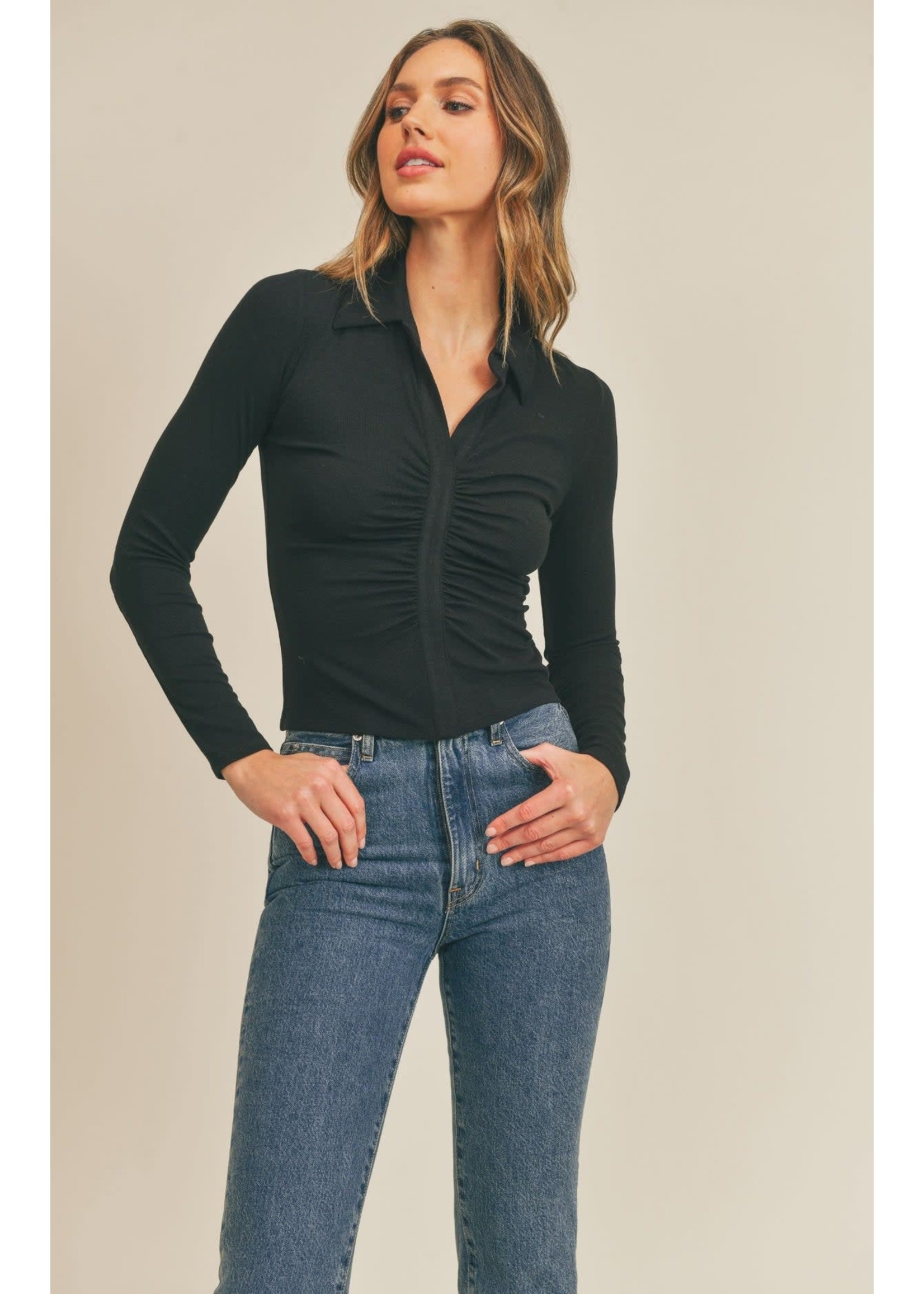 Sadie & Sage Play It Right Open Collar Top