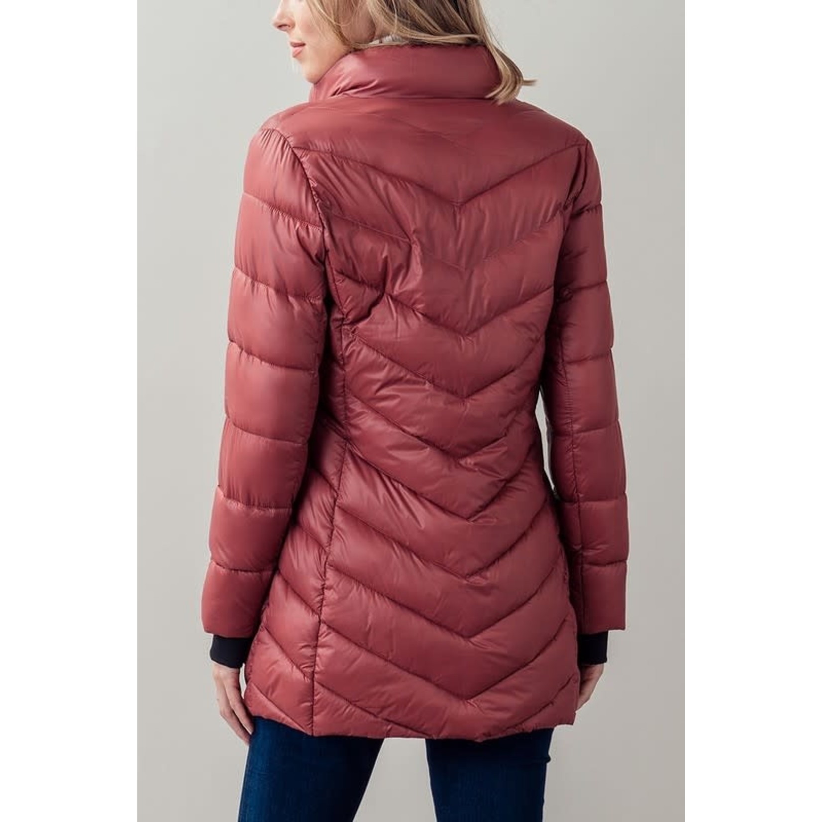 Trend Notes Long Line Puffer Jacket with Thumb Holes