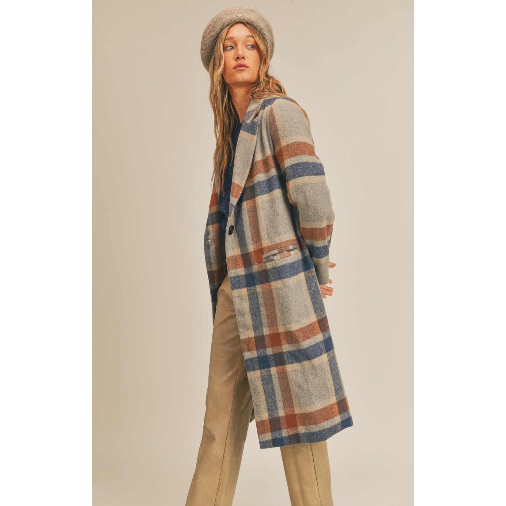 Sage the Label All the Way Plaid Coat