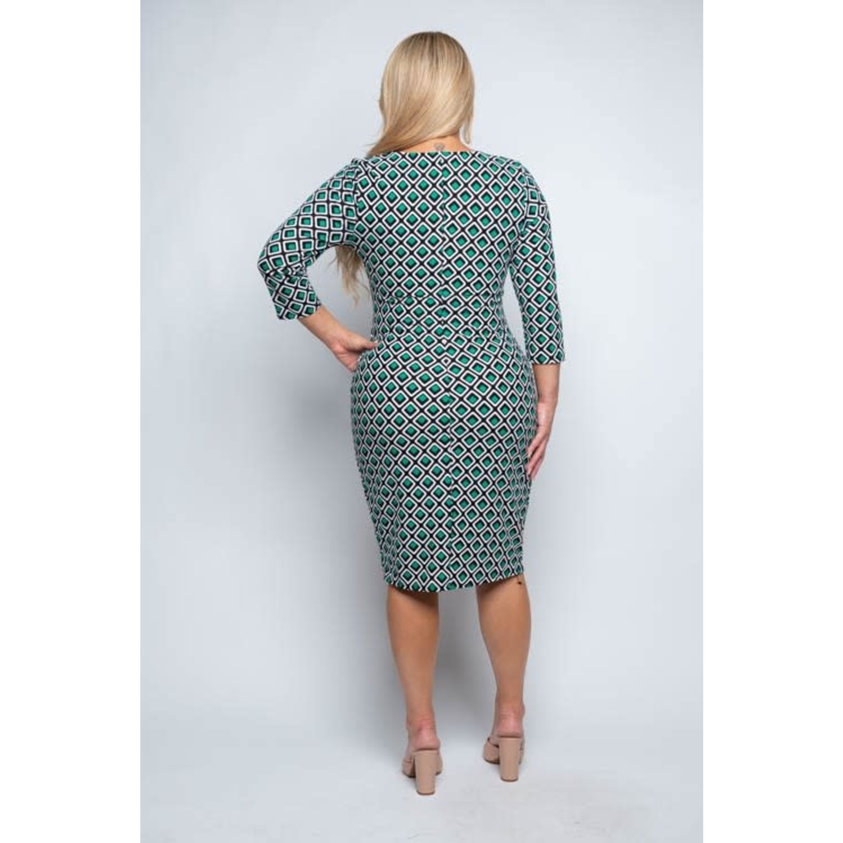 Curve Market Geo Print Side Twist Dress