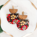 Lou & Co. Wood Floral Print Earrings