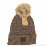 CC Beanie Large patched Heathered Pom Beanie