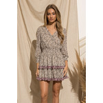 Bae Vely Bohemian Print V-Neck Mini Dress