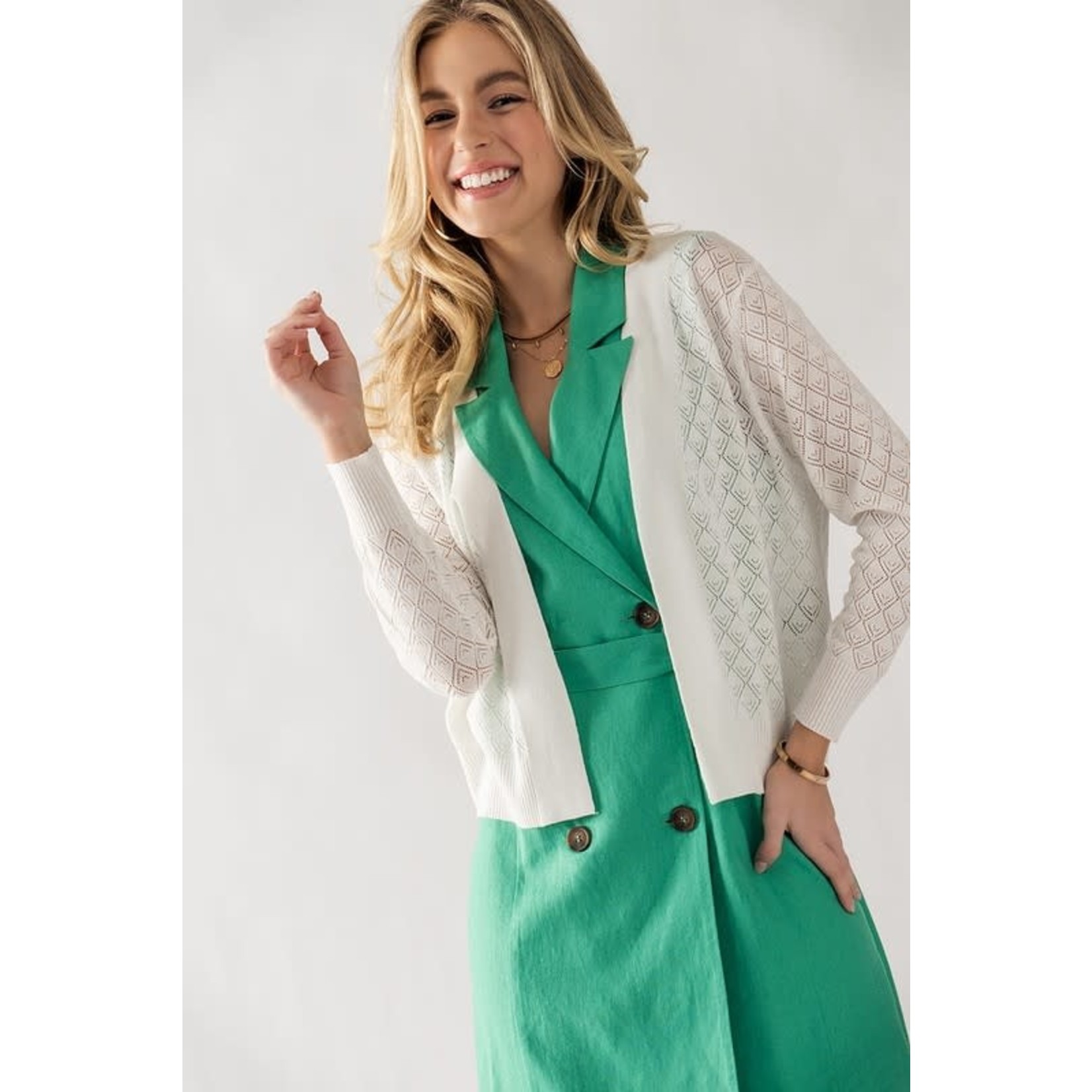 Trend Notes Diamond Punched Cardigan