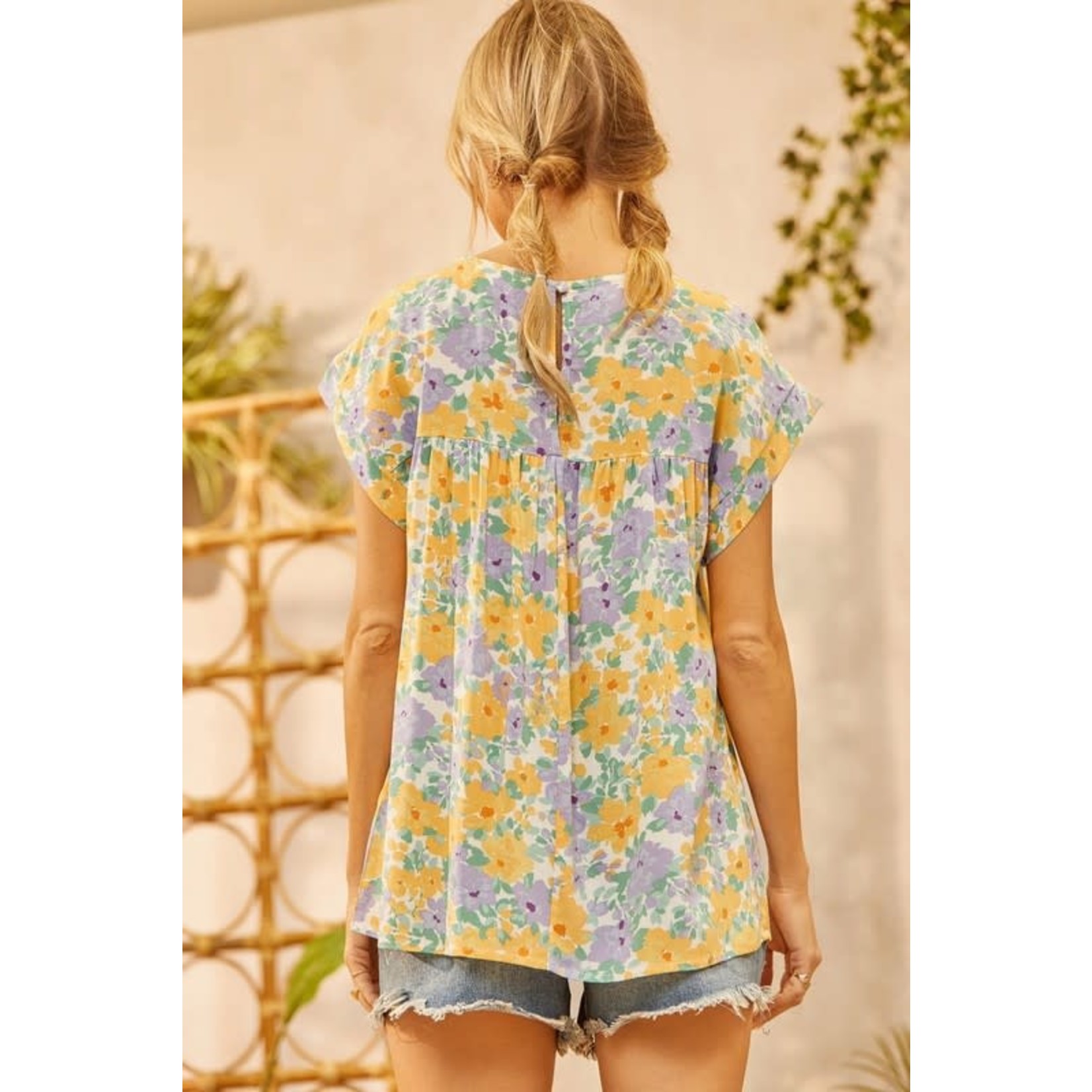 Andree by Unit Floral Print Tulip Sleeve Top