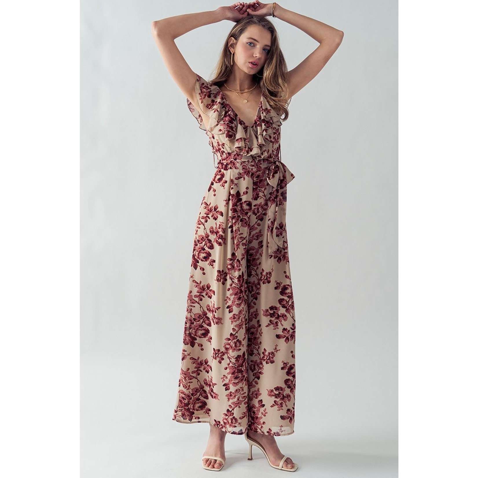 Trend Notes Elsie Ruffled Floral Jumpsuit