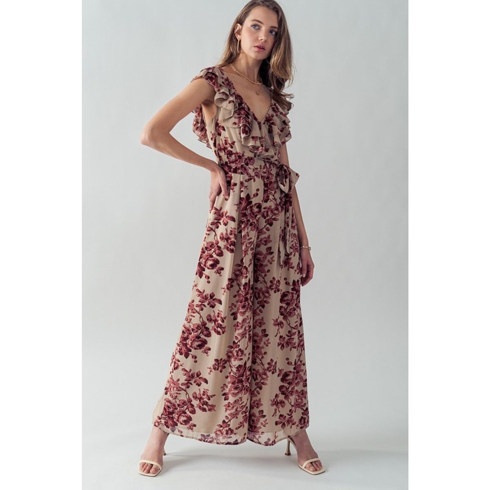 Trend Notes Elsie Ruffled Floral Jumpsuit