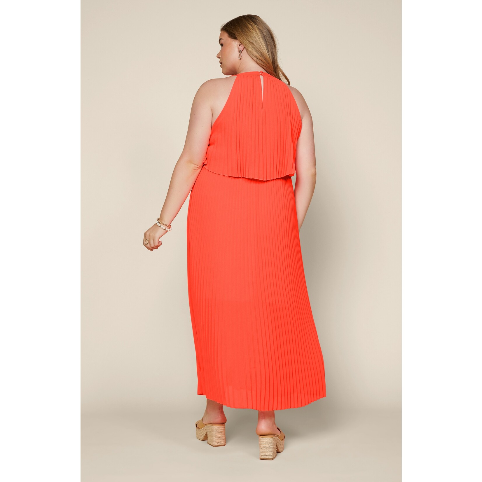 Skies are Blue Pleated Neon Maxi