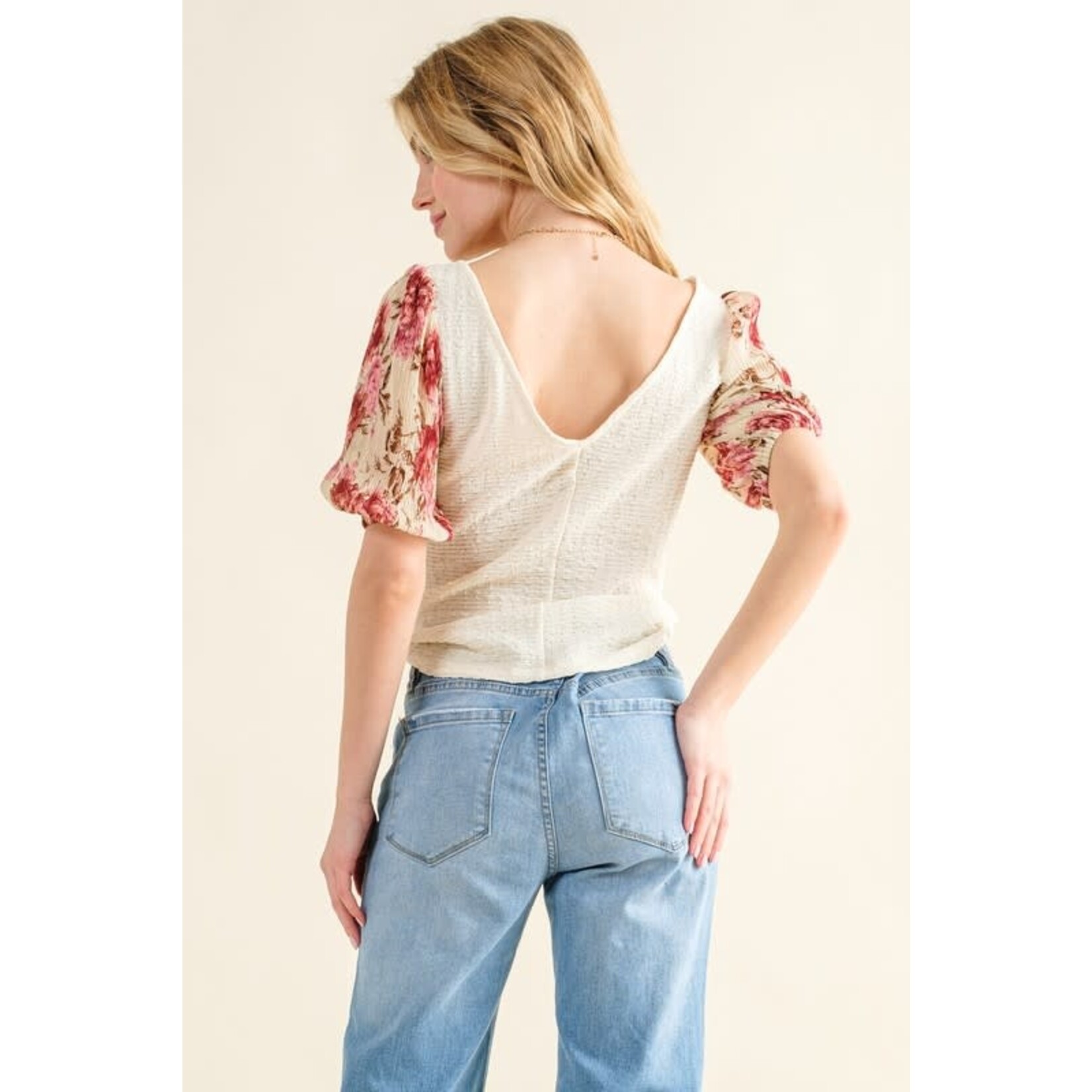 And the Why Floral Ruched Top
