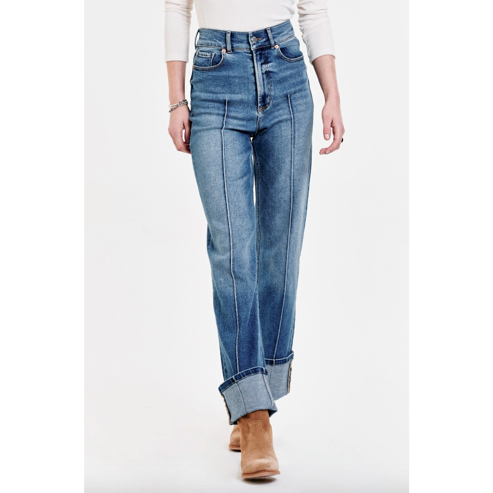 Holly Super High Rise Cuffed Straight Jeans - Lola's on 3rd