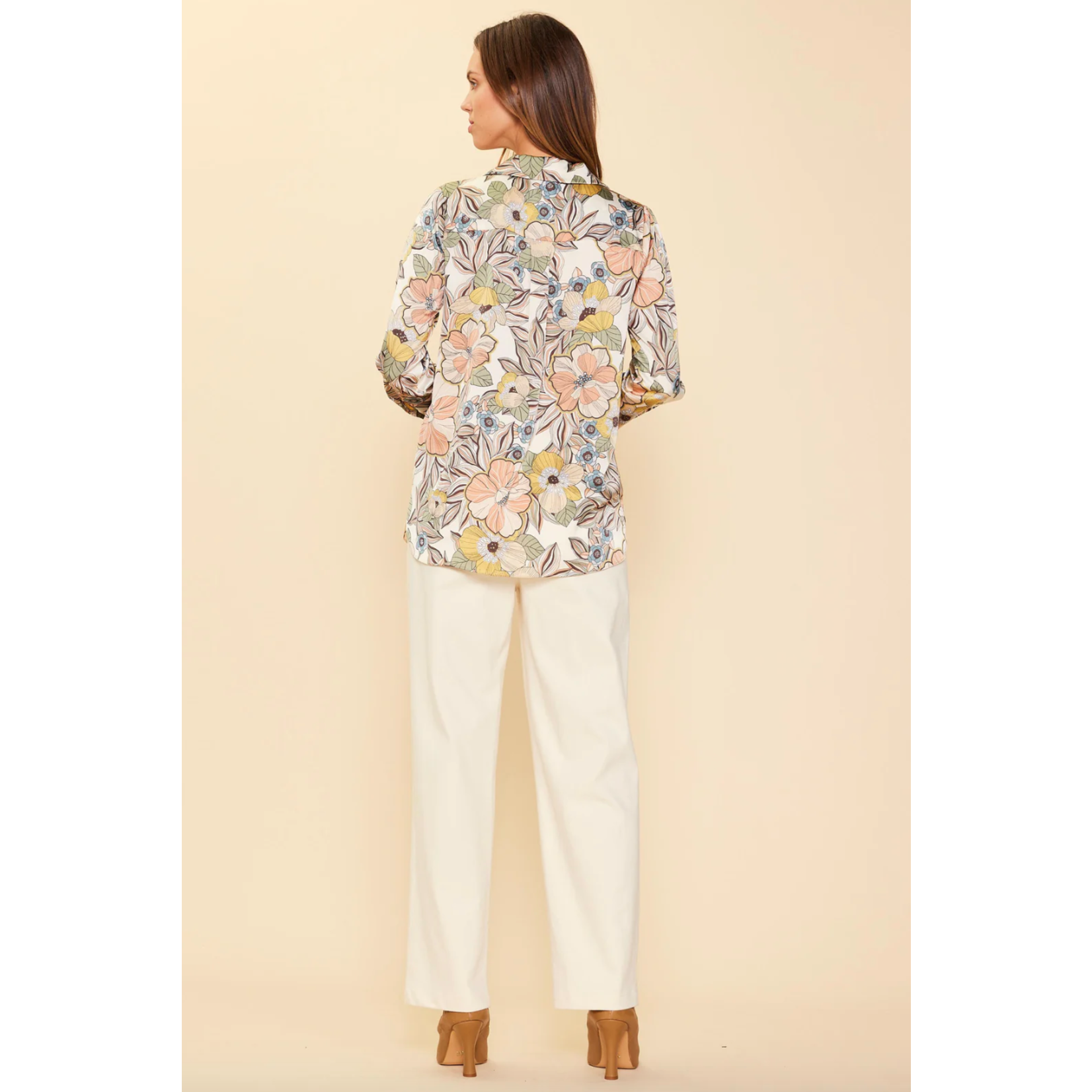 Skies are Blue  Floral Silk Blouse