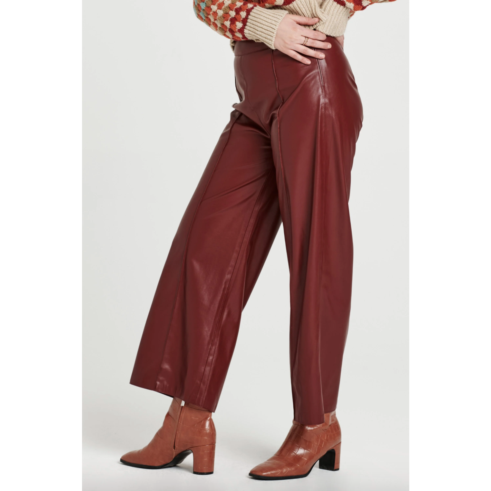 Another Love Sparkle Wide Leg Faux Leather Pant
