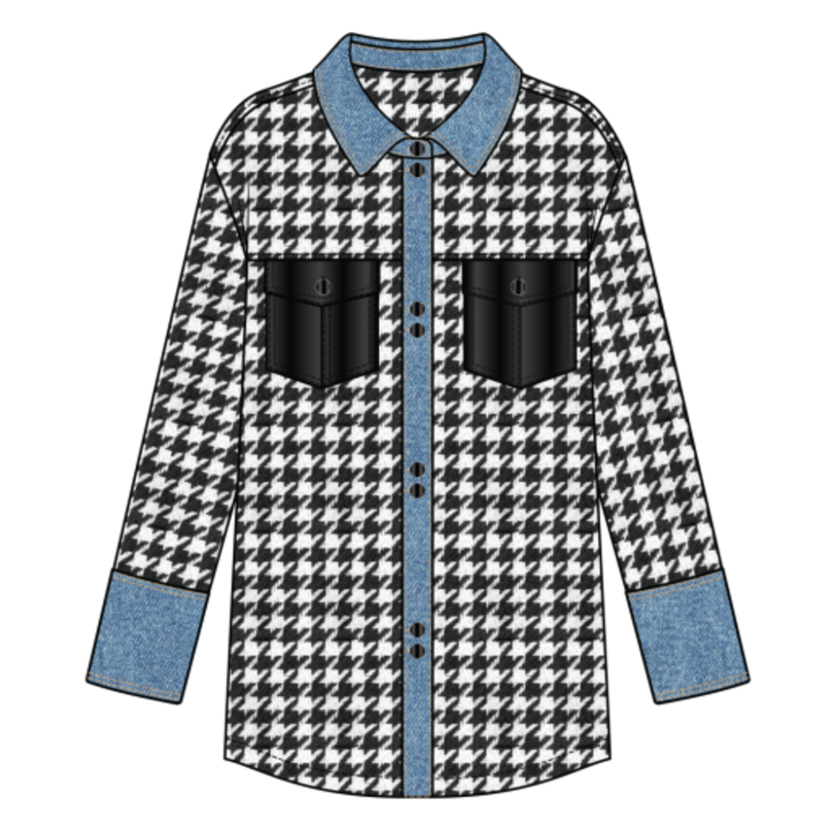 Tribal Button Up Houndstooth Jacket