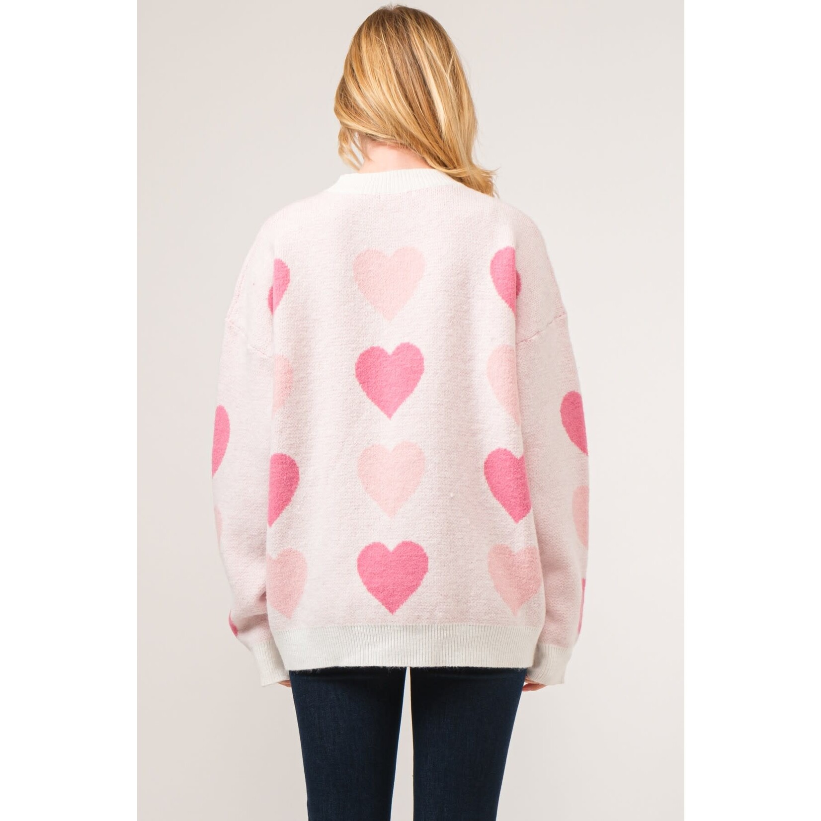 And the Why Two Tone Heart Pullover Sweater