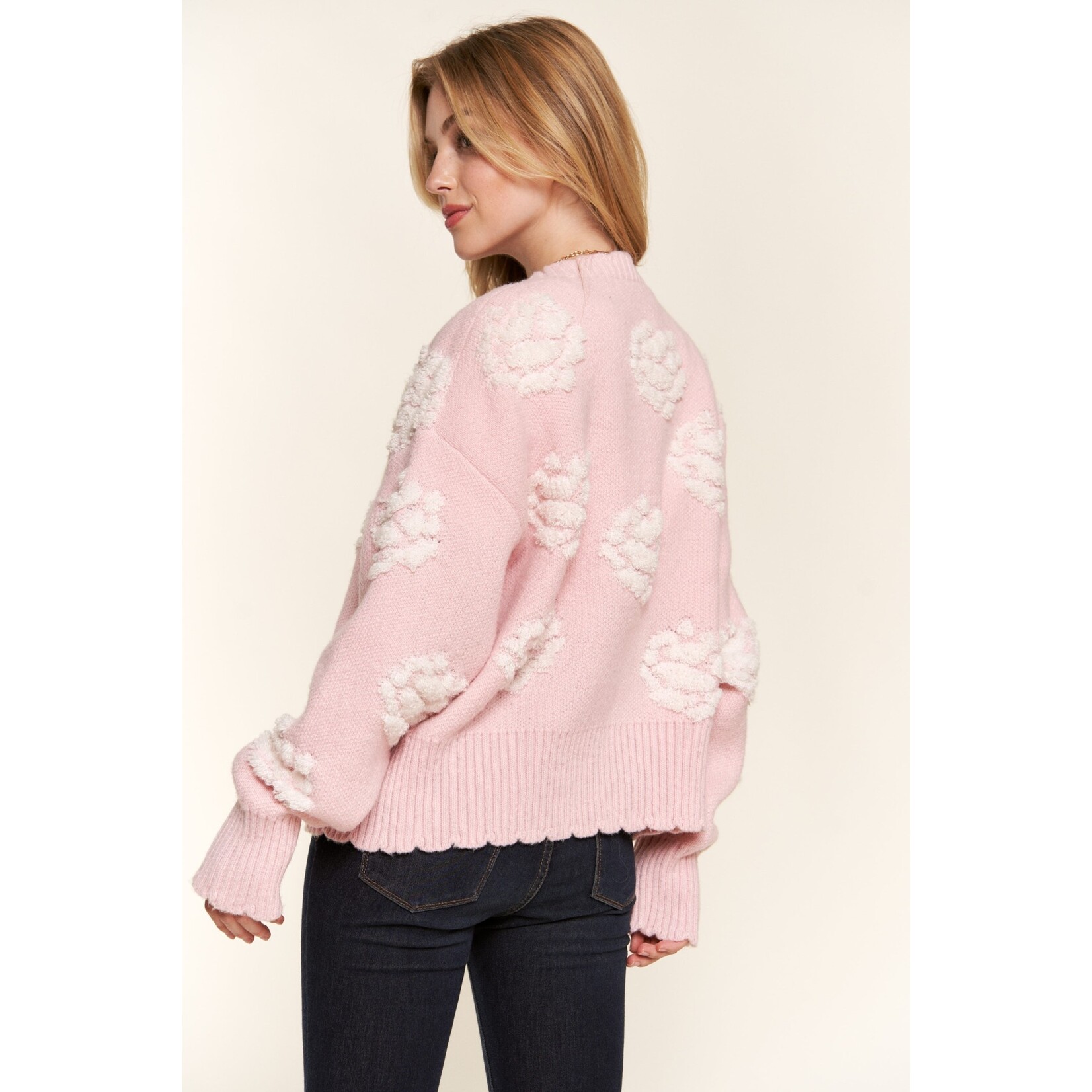 And the Why Jewel Button Rose Cardigan