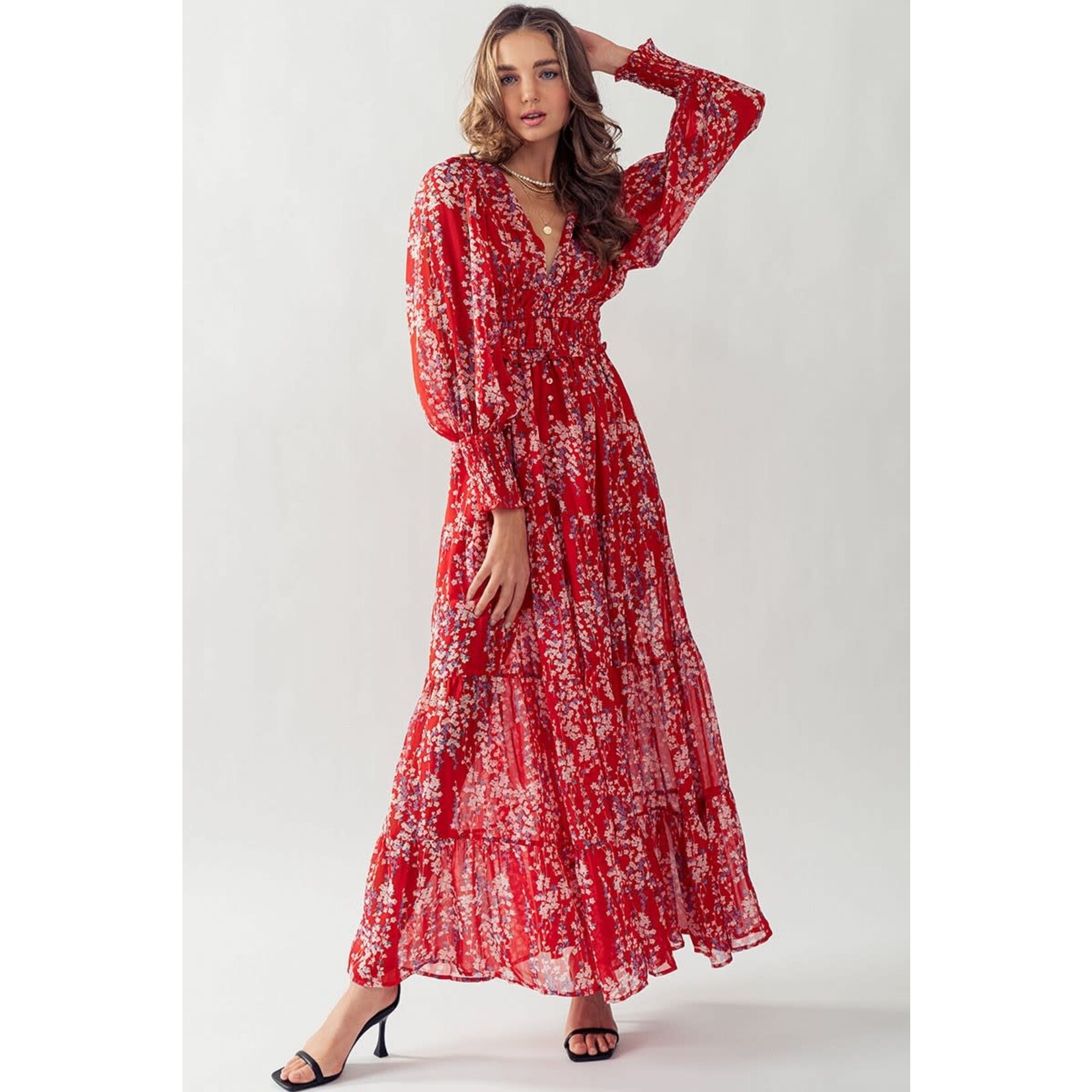 Trend Notes Ditsy Floral Ruffled Maxi Dress