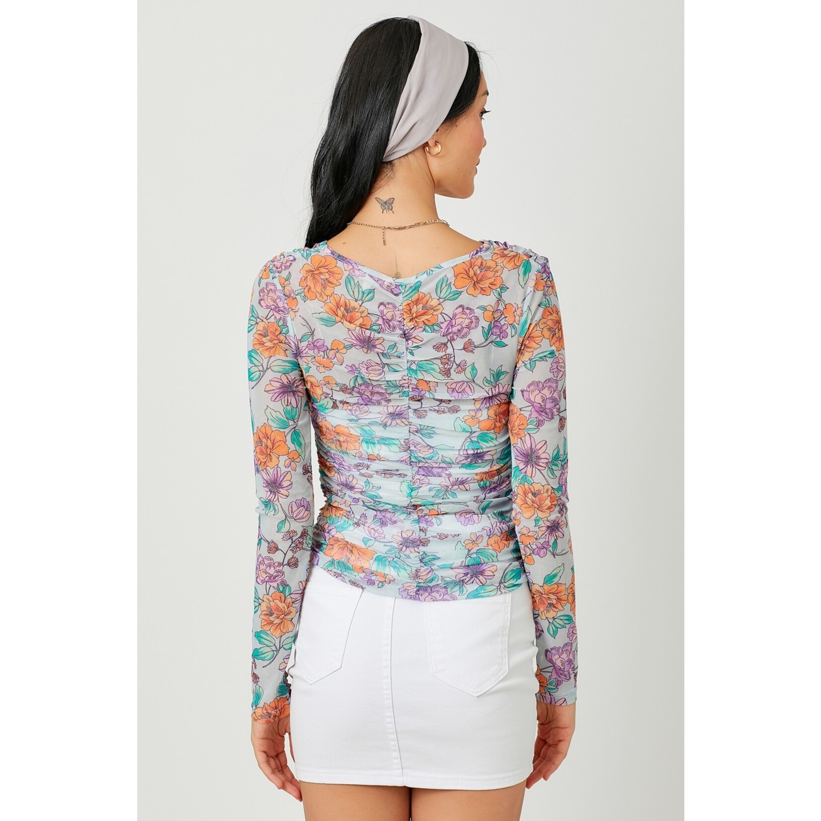 Mystree Floral Ruching Top