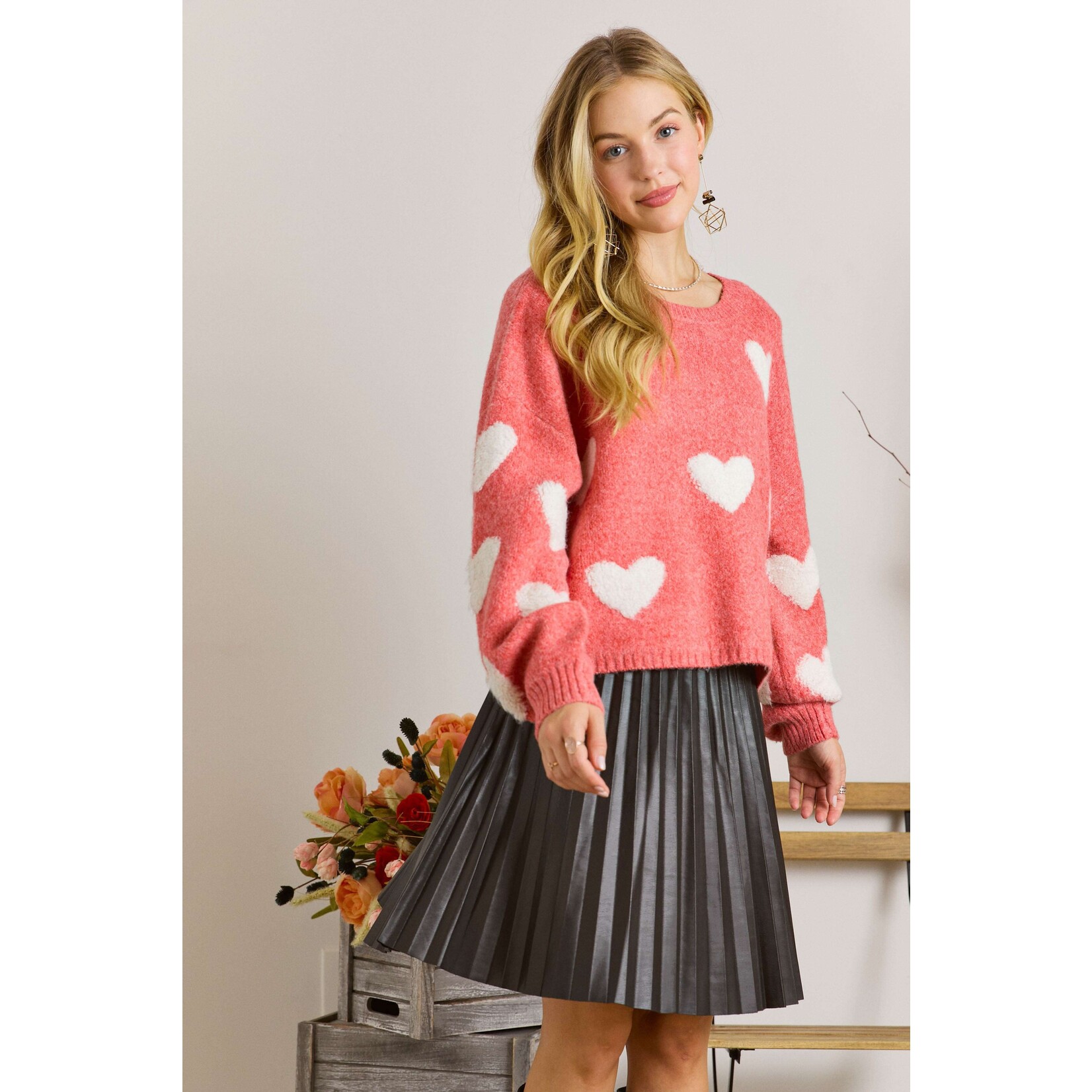Adora Plus Size Lovely Heart Sweater