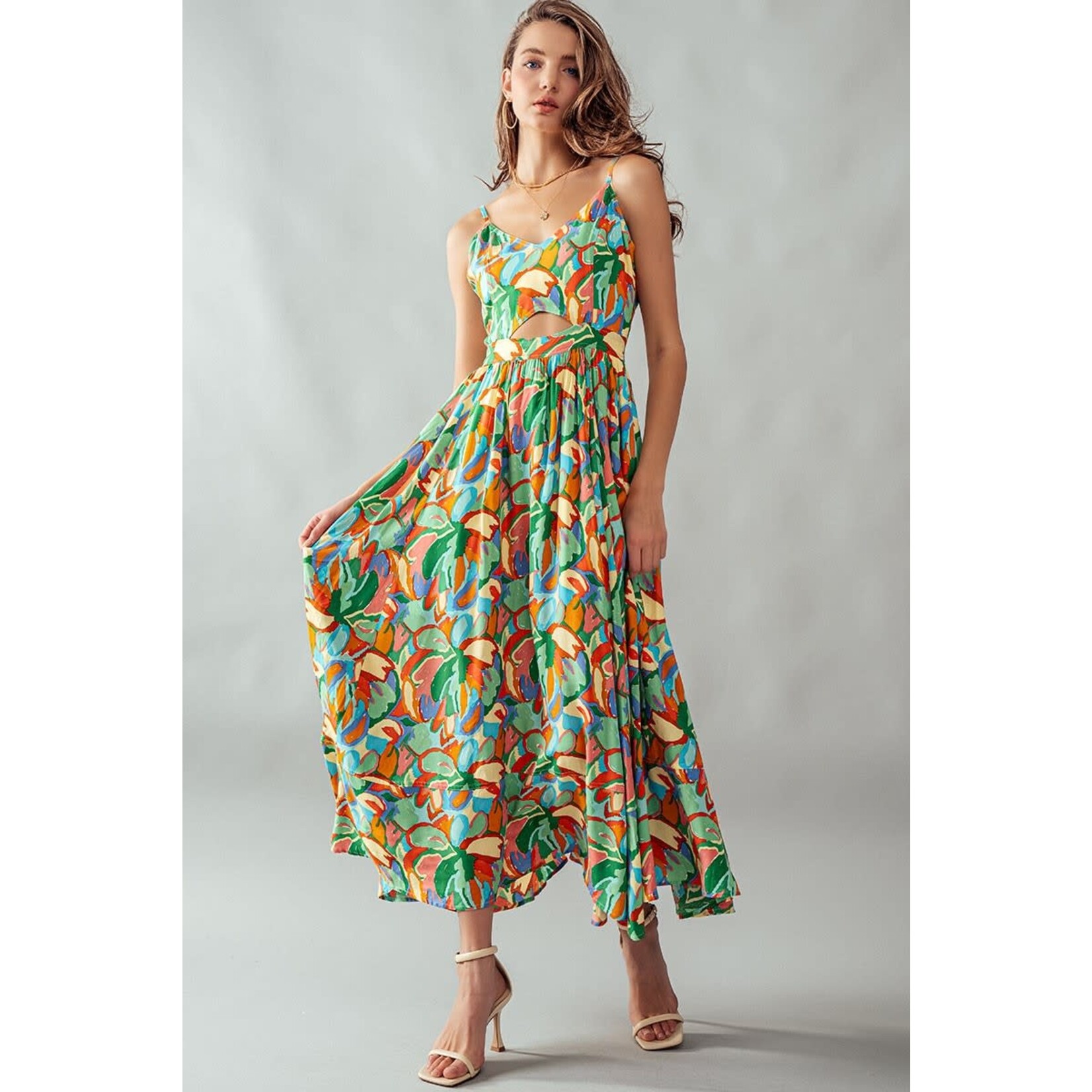 Trend Notes Center Cutout Floral Long Dress