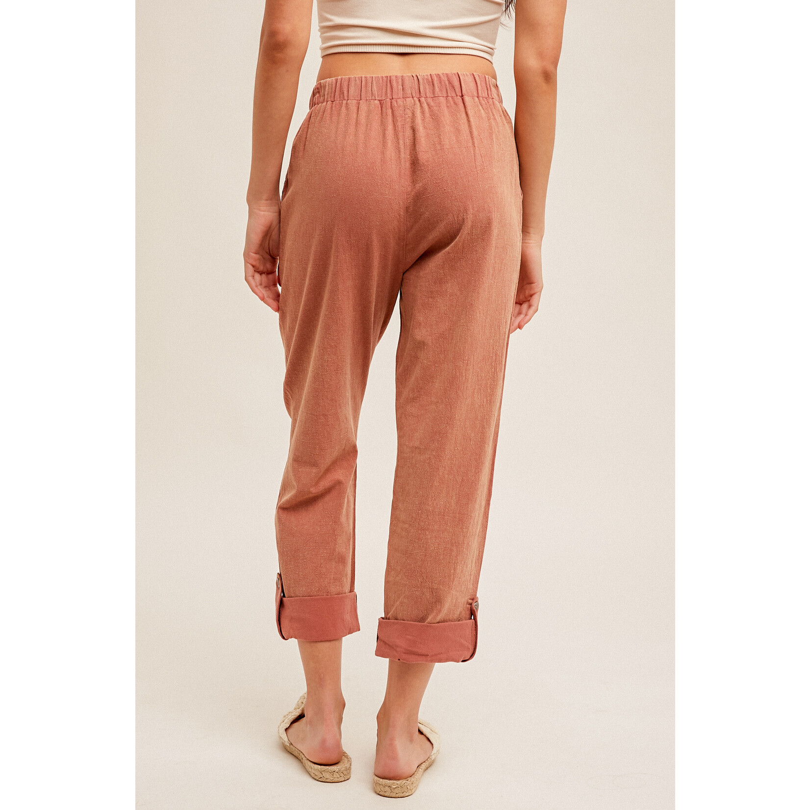 Hem & Thread Roll Up Side Button Lounge Pant
