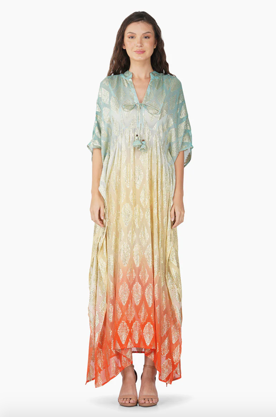 Noa Women's Maxi Caftan Gold Lurex Stripe