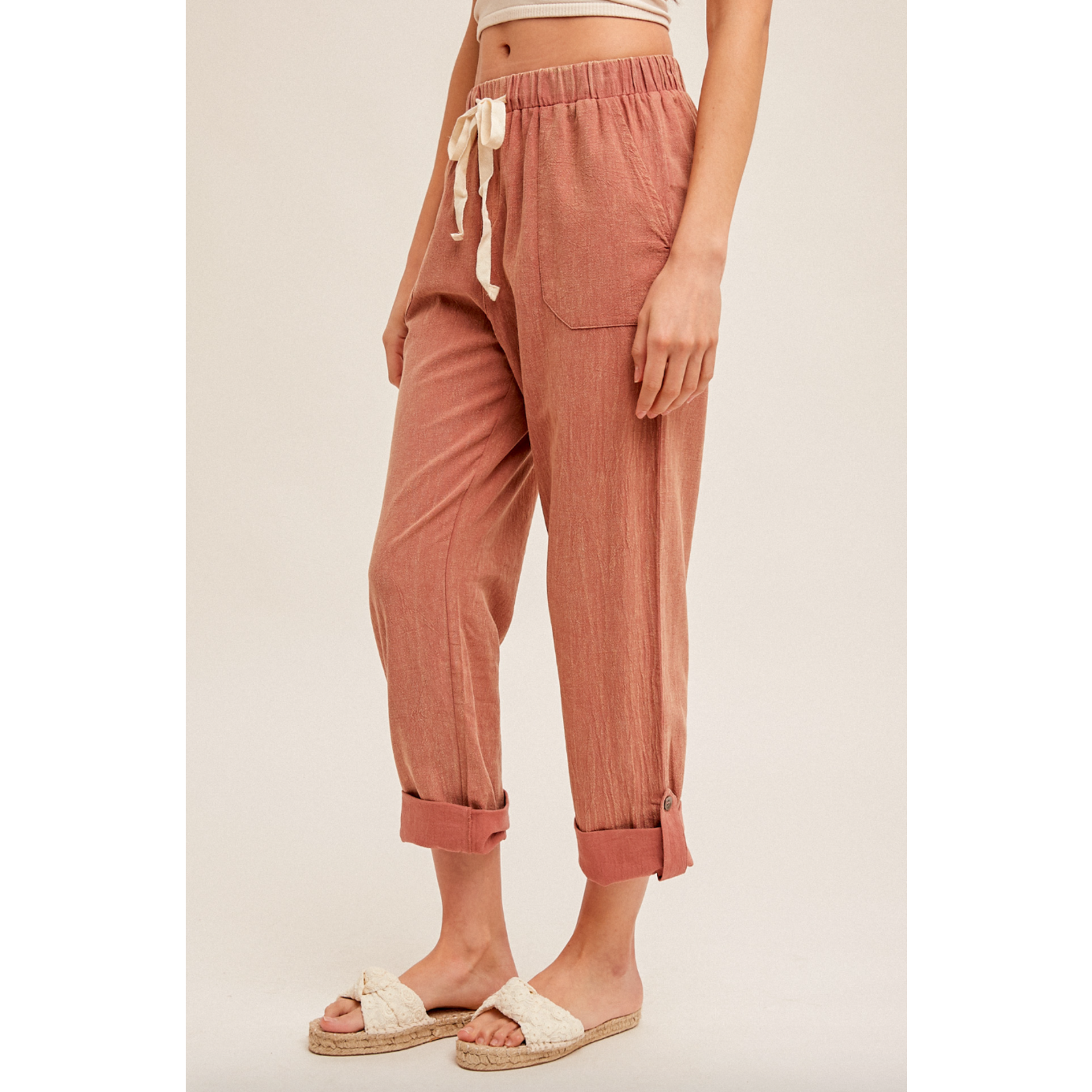 Hem & Thread Roll Up Side Button Lounge Pant