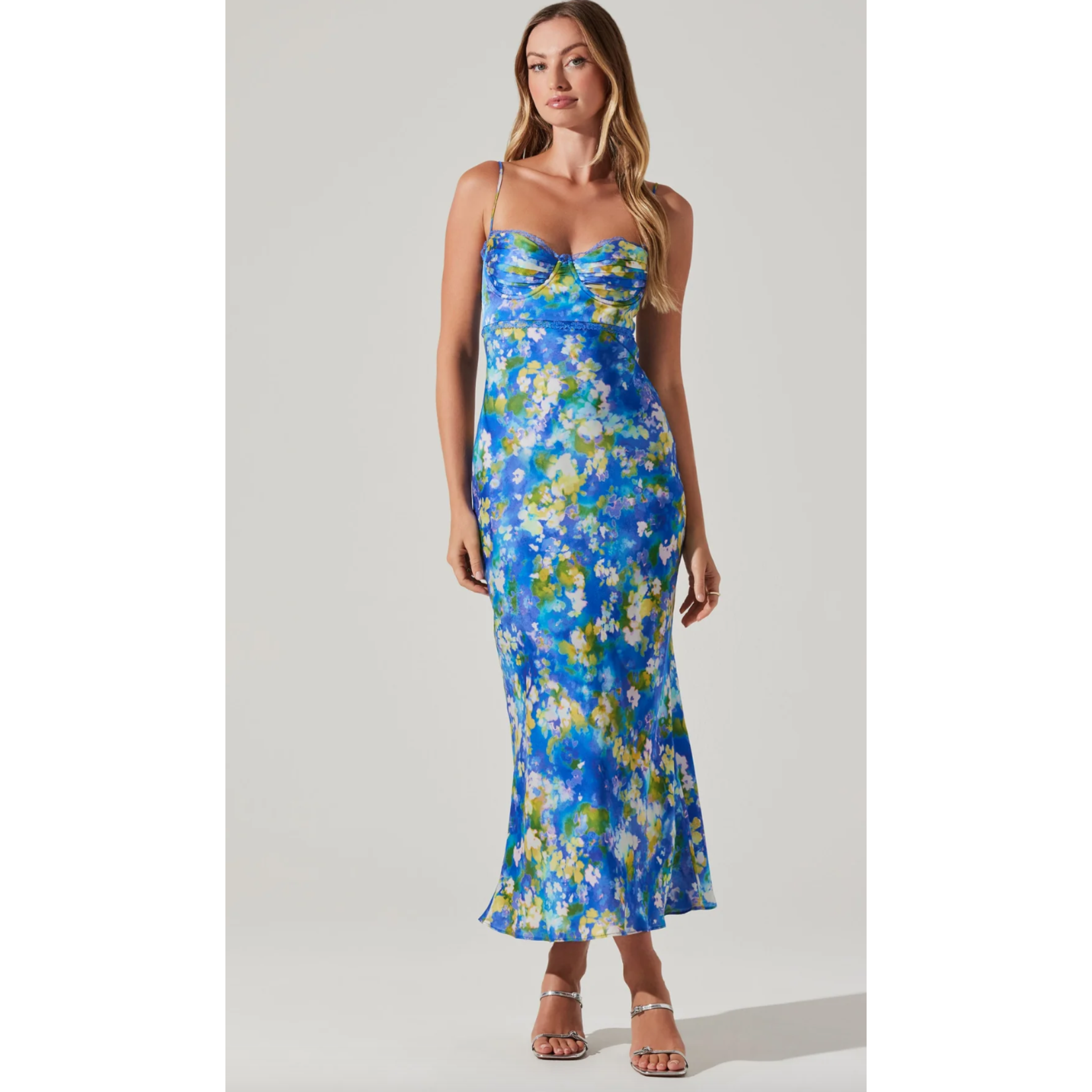 ASTR The Label Astr Florianne Floral Satin Maxi Dress