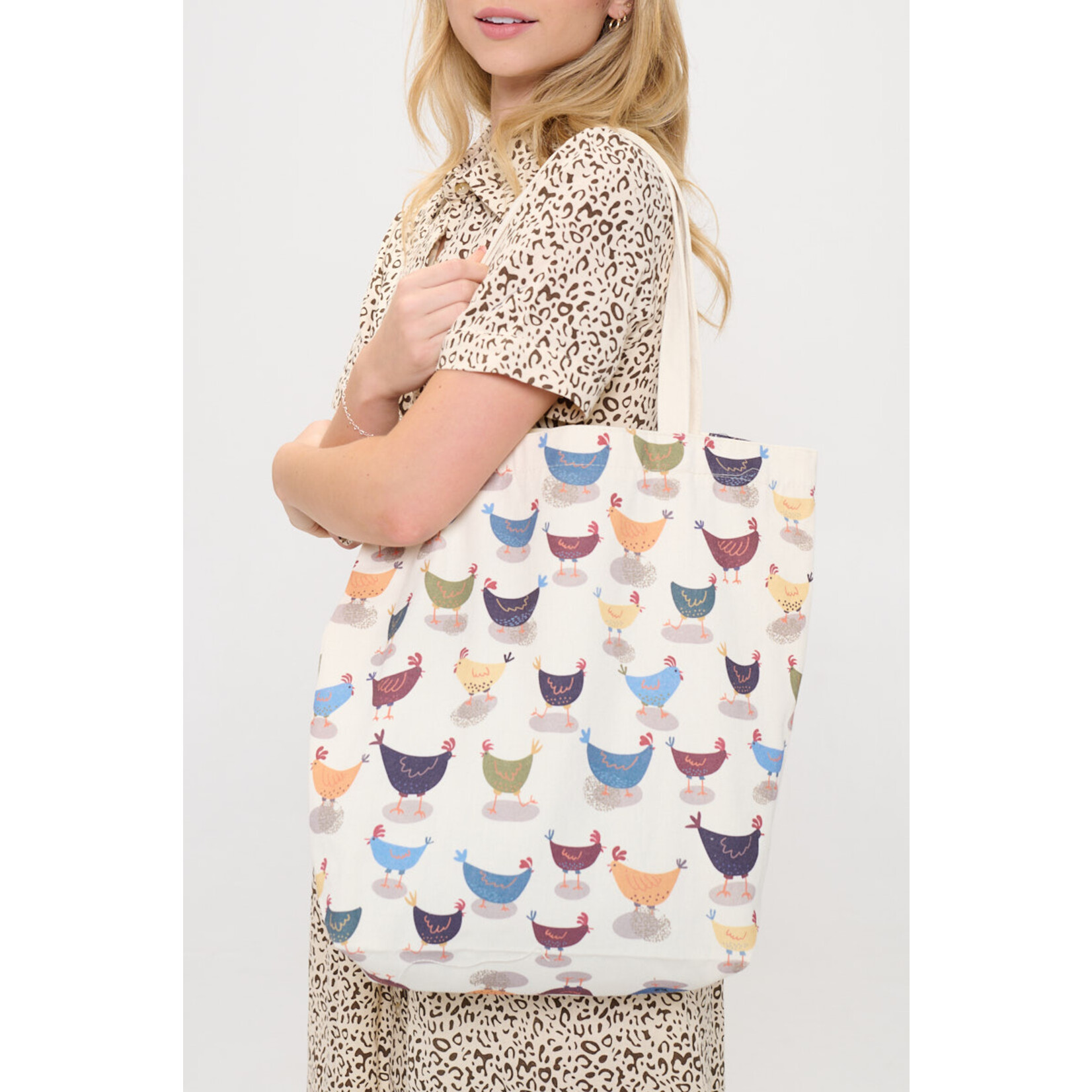 SM Wardrobe Rooster Print Tote Bag